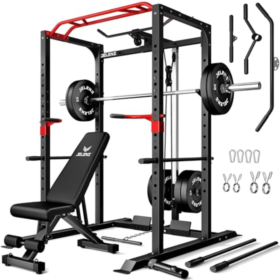 Home Gym Power Rack - Home gym power cage: steel, black,