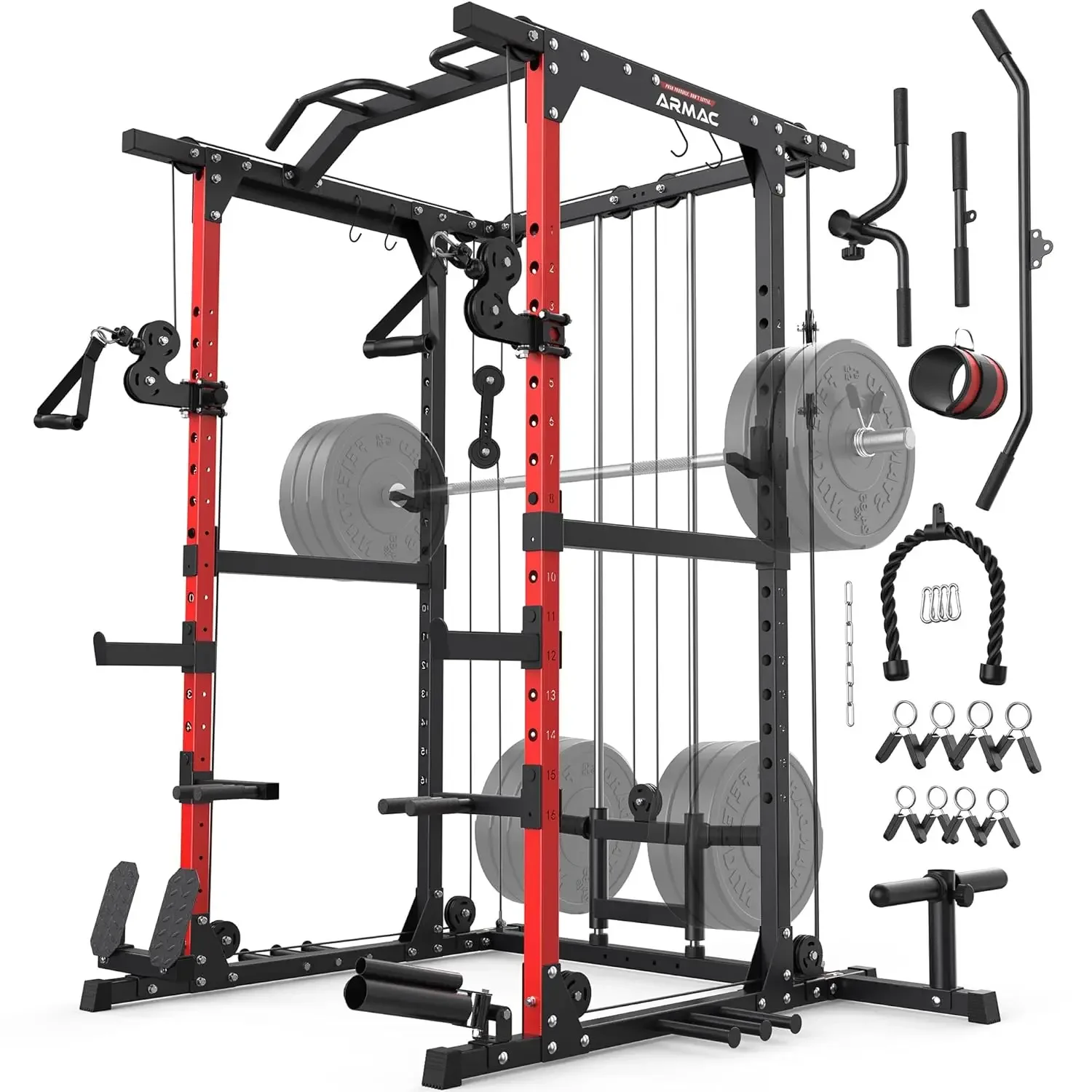 Home Gym Power Rack - Power Cage,1500lbs Multi-Function Power Rack with
