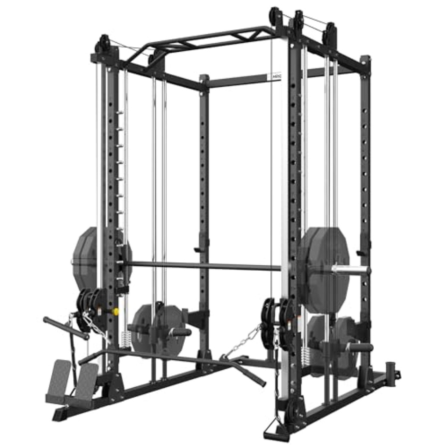 Home Gym Leg Machine - All-in-One Power Rack with Smith Machine