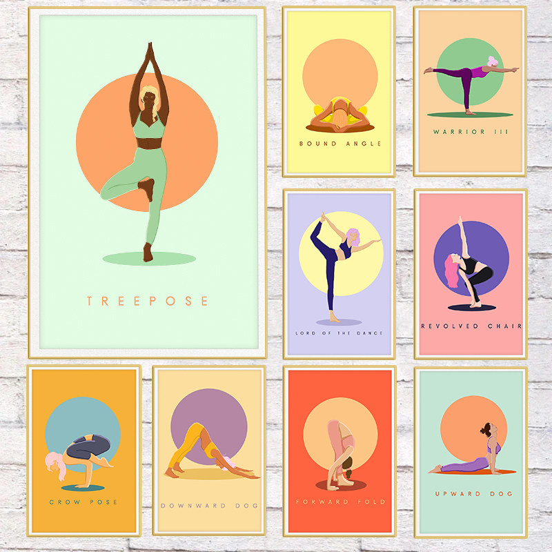 Modern Abstract Yoga Poses Pos – обзор и цена Home Gym Yoga Studio