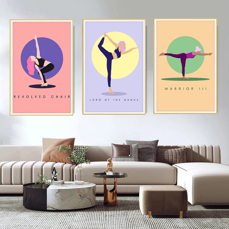 Modern Abstract Yoga Poses Pos – обзор и цена Home Gym Yoga Studio