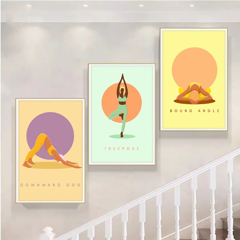 Modern Abstract Yoga Poses Pos – обзор и цена Home Gym Yoga Studio