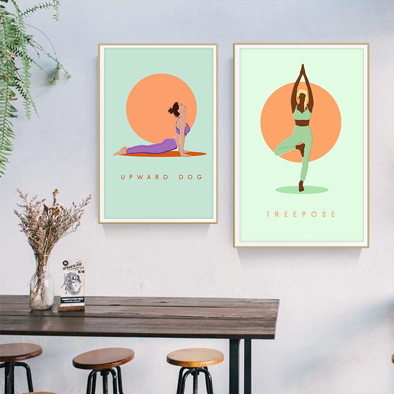 Modern Abstract Yoga Poses Pos – обзор и цена Home Gym Yoga Studio