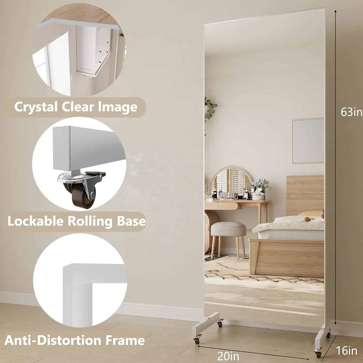 Rolling Floor Mirror With Whee – обзор и цена Home Gym Yoga Studio