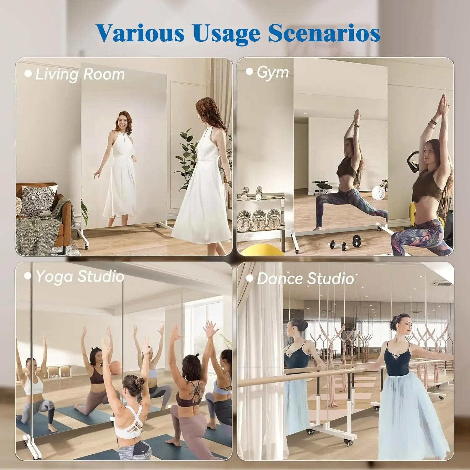 Rolling Floor Mirror With Whee – обзор и цена Home Gym Yoga Studio