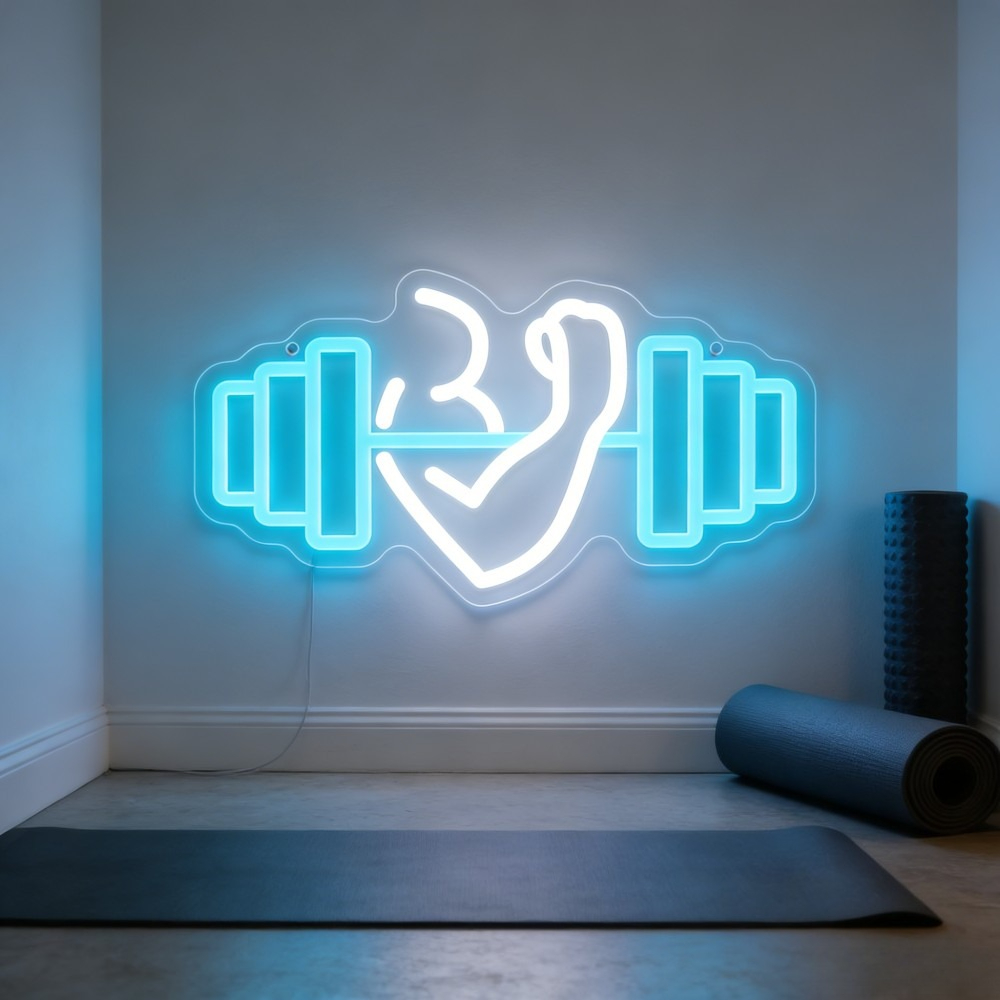 Bicep Dumbbell Neon Sign LED W – обзор и цена Home Gym Yoga Studio