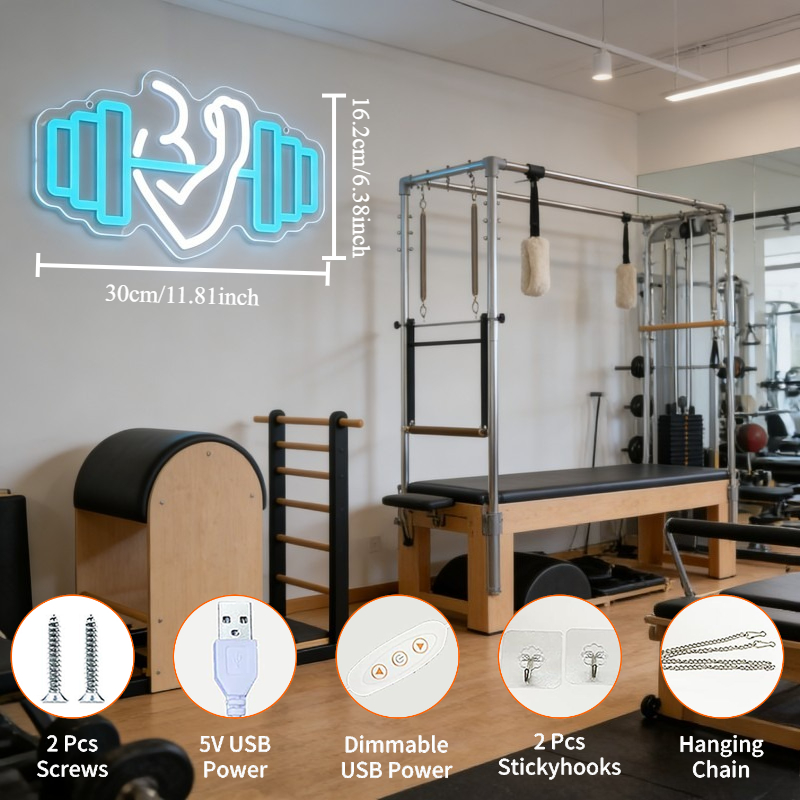 Bicep Dumbbell Neon Sign LED W – обзор и цена Home Gym Yoga Studio