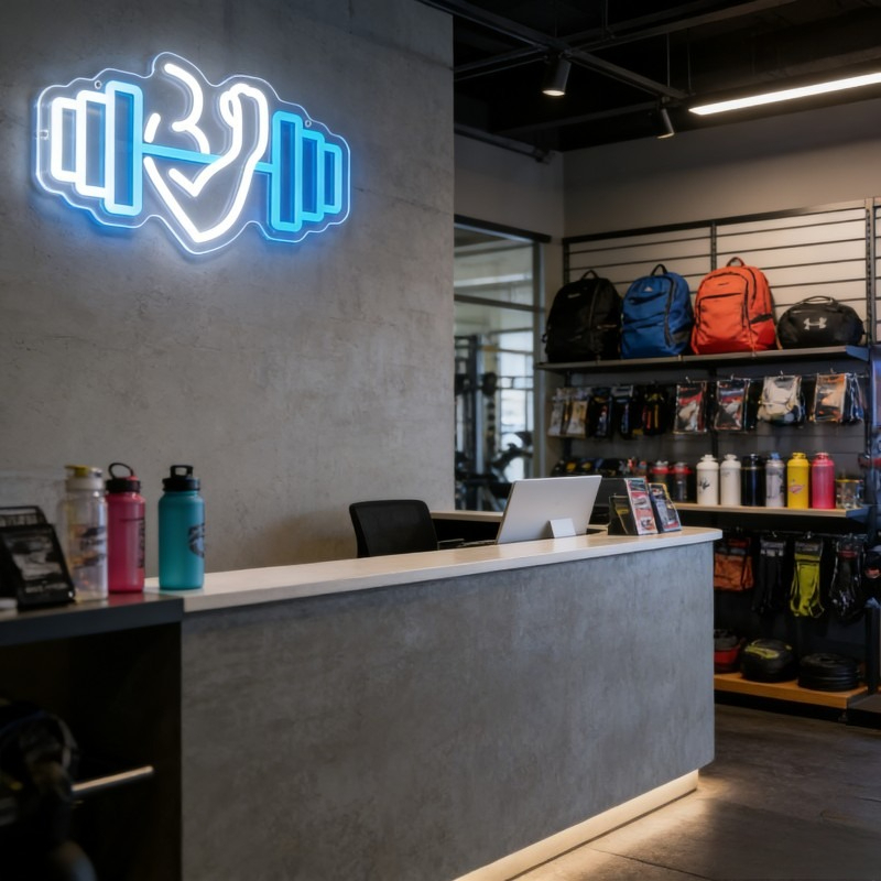 Bicep Dumbbell Neon Sign LED W – обзор и цена Home Gym Yoga Studio